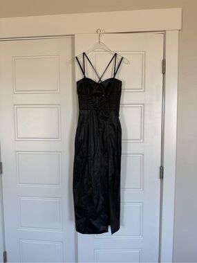 NWithoutT Zara Black Faux Leather Midi Dress Never Worn Size XSmall